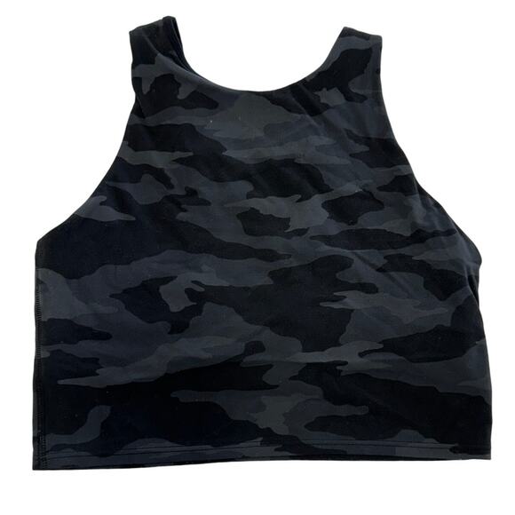 Athleta‎ Top Womens Small Black Grey Camo Print Conscious Crop Tank - Picture 3 of 8